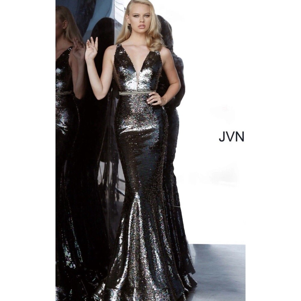 Jovani JVN02721 V-neck Sleeveless Fitted Long‎ Dress Size 8 Multi Color NWT Prom